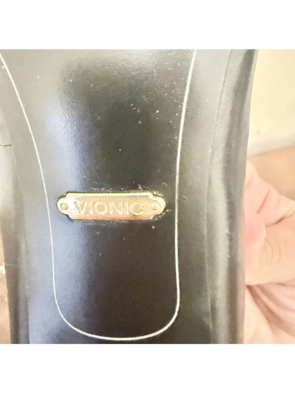 Vionic Josie Black Leather Pointed Toe Kitten Heel Pumps Womens 9